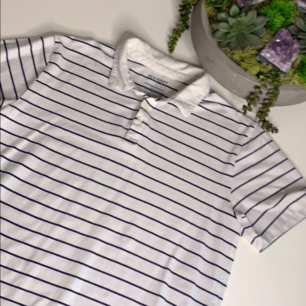 Old Navy Men’s Striped Nautical Polo Shirt Large short sleeve